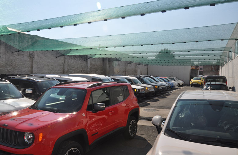Filets anti-grêle pour parcs automobiles