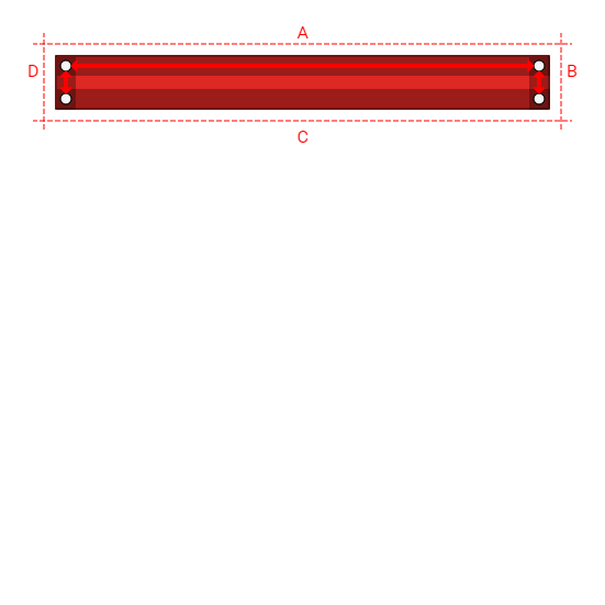 Bâche plate PVC 900 gr/m² 9.00mx0.65m Rouge - 1065 - RAL:3002 avec ourlets et oeillets