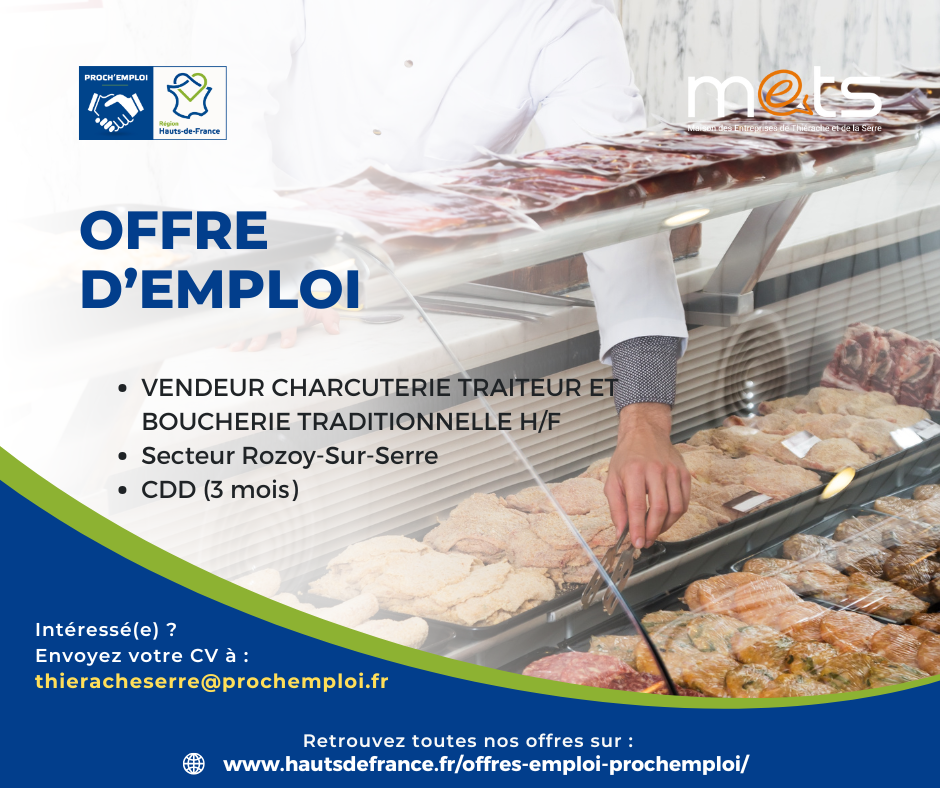 VENDEUR CHARCUTERIE TRAITEUR BOUCHERIE TRADITIONNELLE H/F - 44918